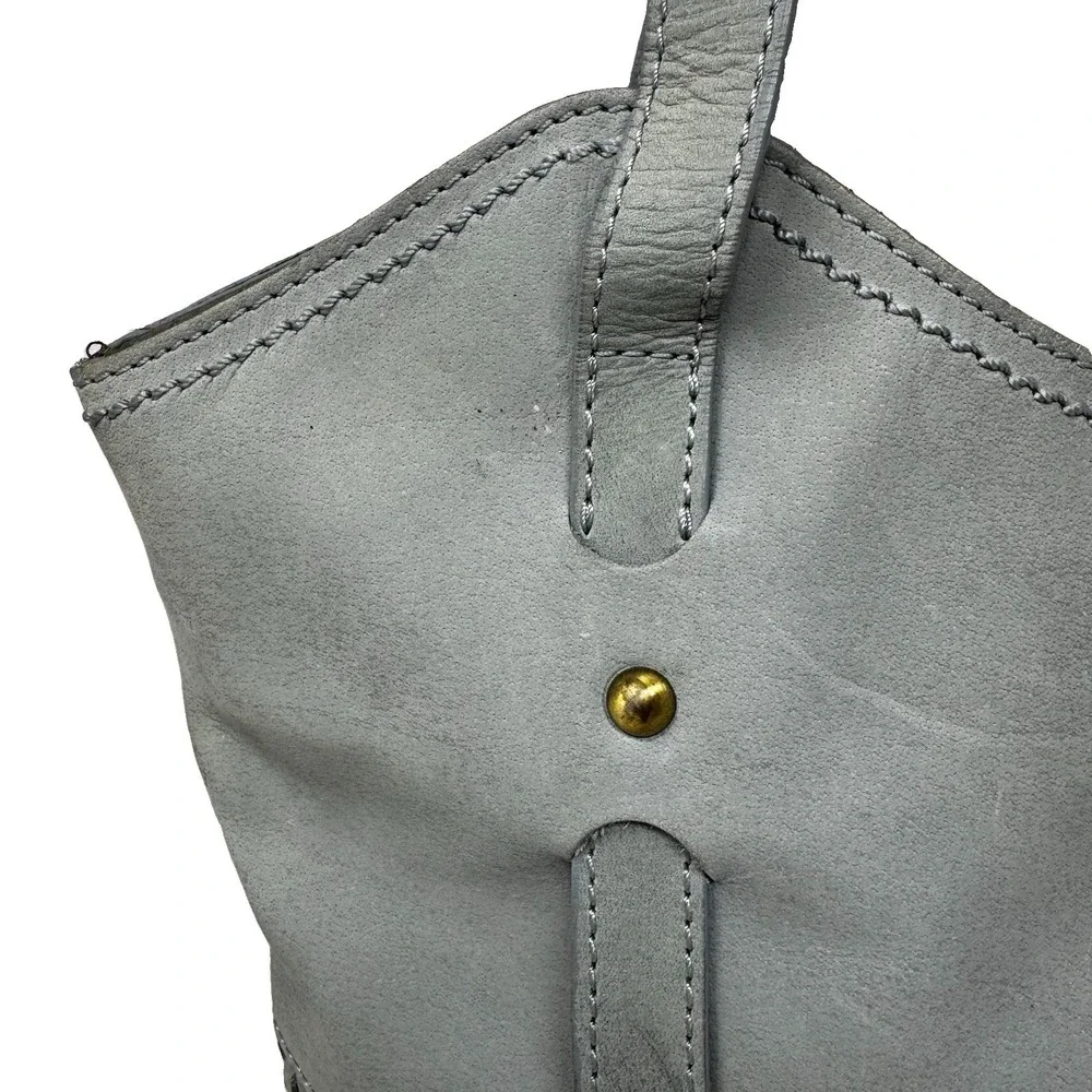Born® Bethany Leather Tote/Shoulder Blue Braid Detail Zip Closure Medium Size